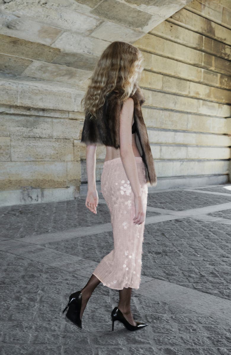 MANGO Sequin Paillette Midi Skirt, Alternate, color, Ecru