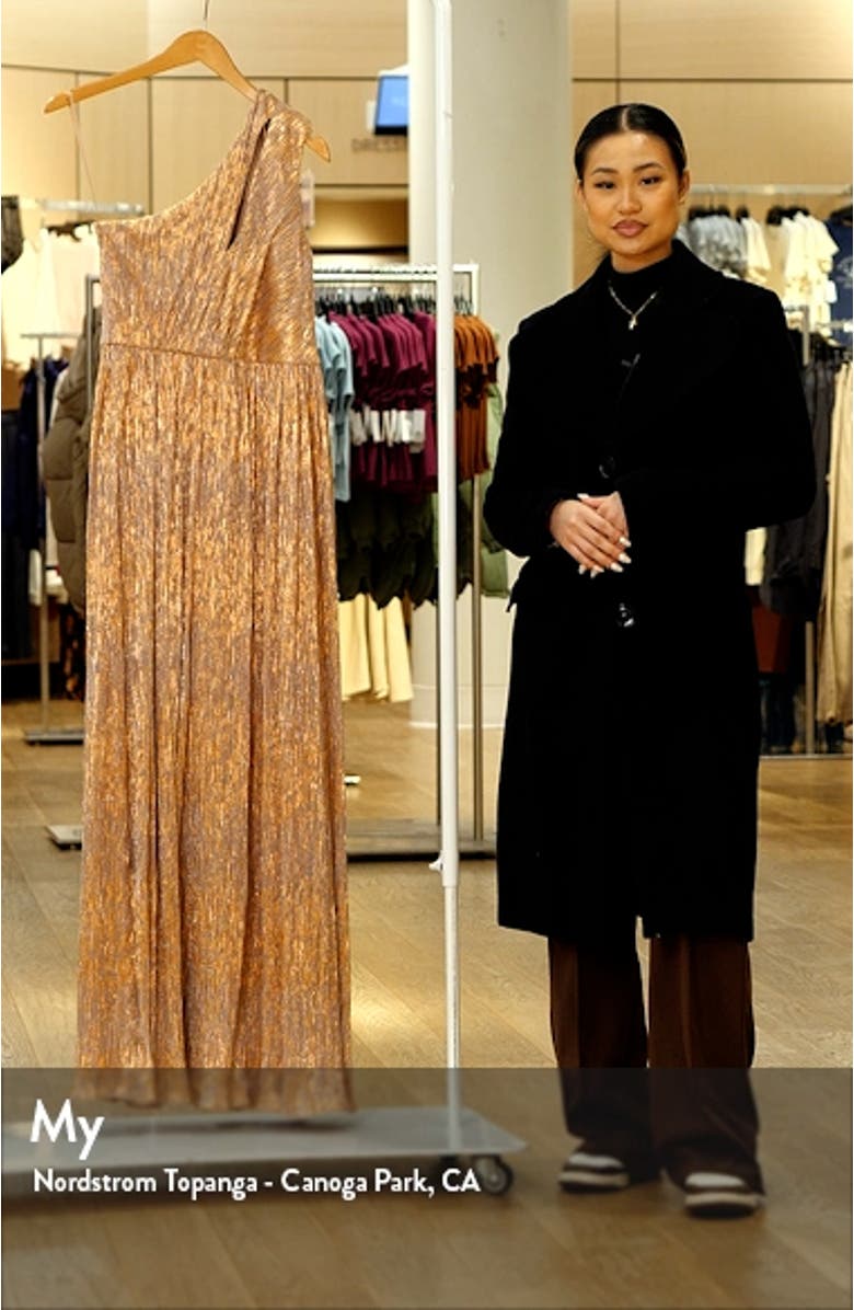 Kienna Metallic Cutout Detail One-Shoulder Gown, sales video thumbnail