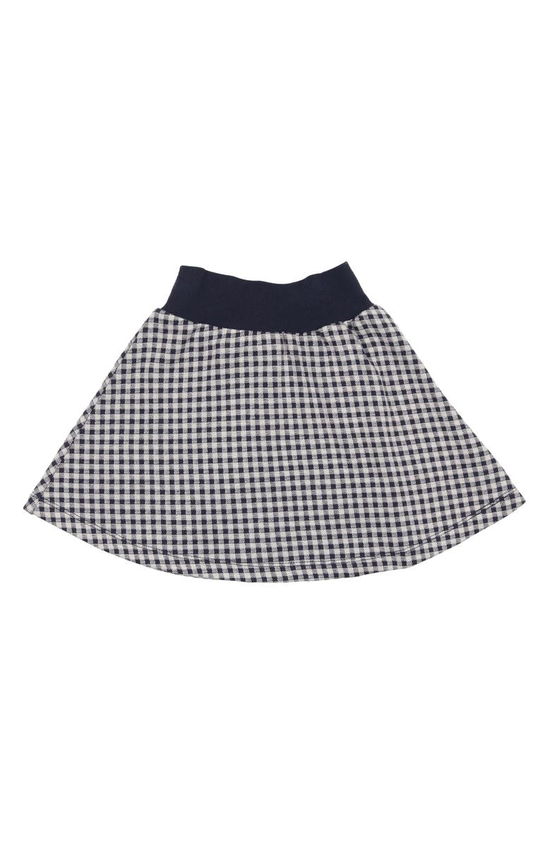 Manière Kids' Soft Gingham Cotton Blend Skirt, Main, color, Navy