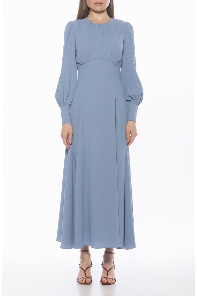 Yesenia Long Sleeve Empire Waist Maxi Dress, Main, color, LIGHT DENIM BLUE