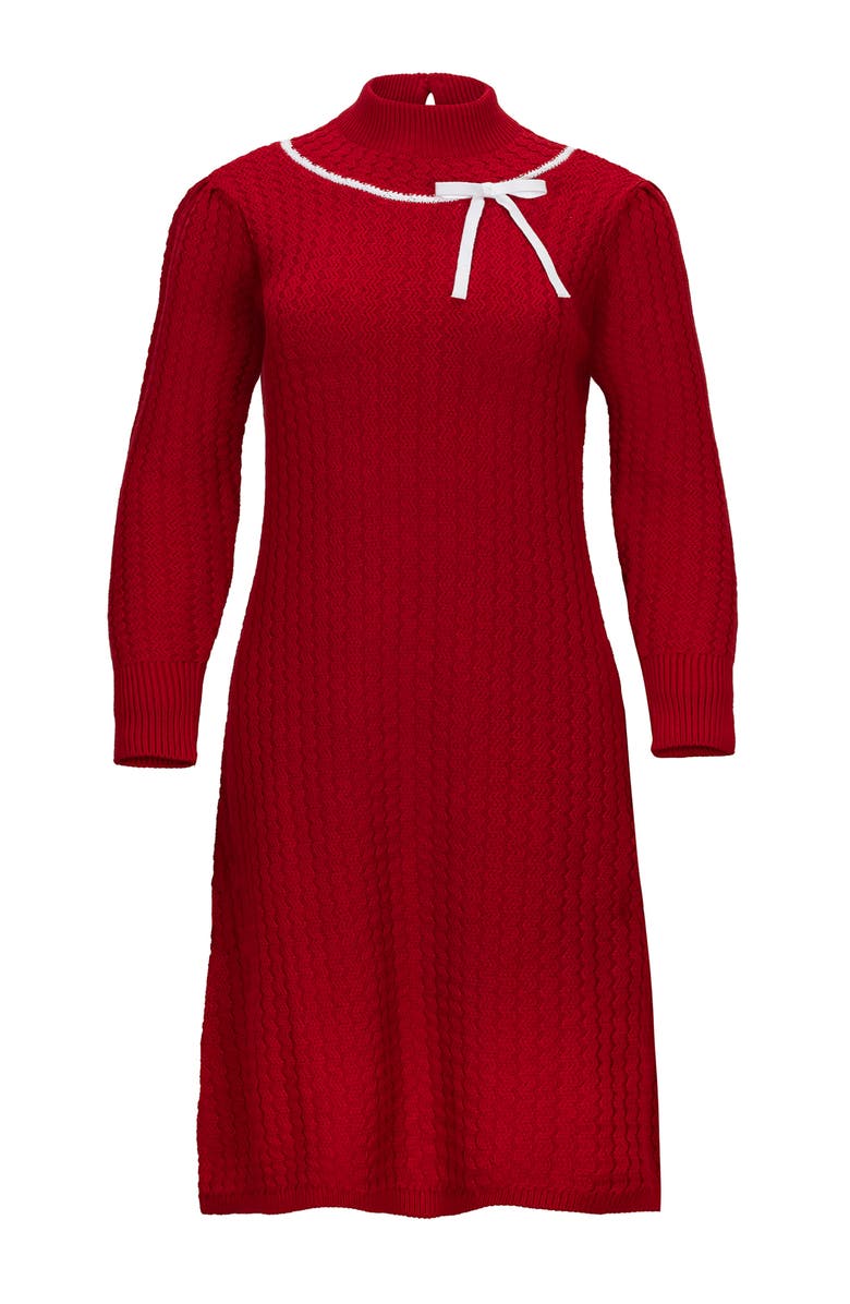 Hope & Henry Organic Mock Neck Cable Sweater Dress, Alternate, color, Red Cable