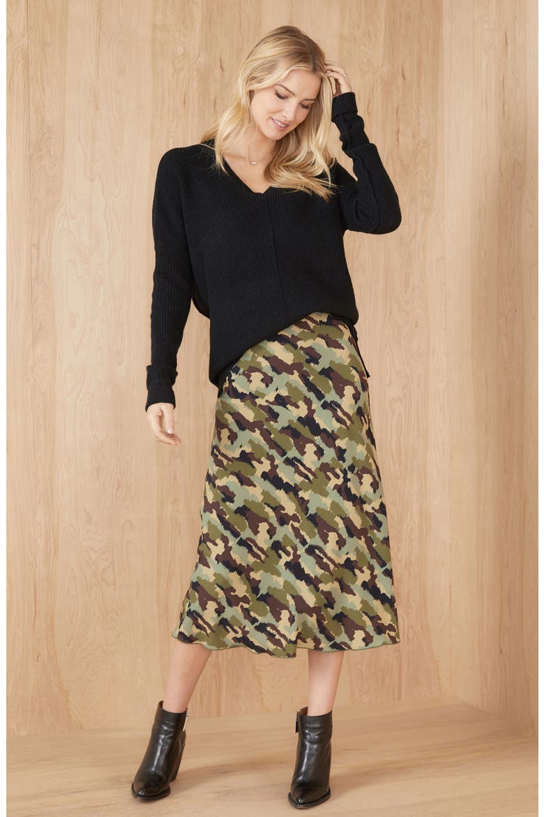 Print Bias Cut Midi Skirt, Alternate, color, PRINT