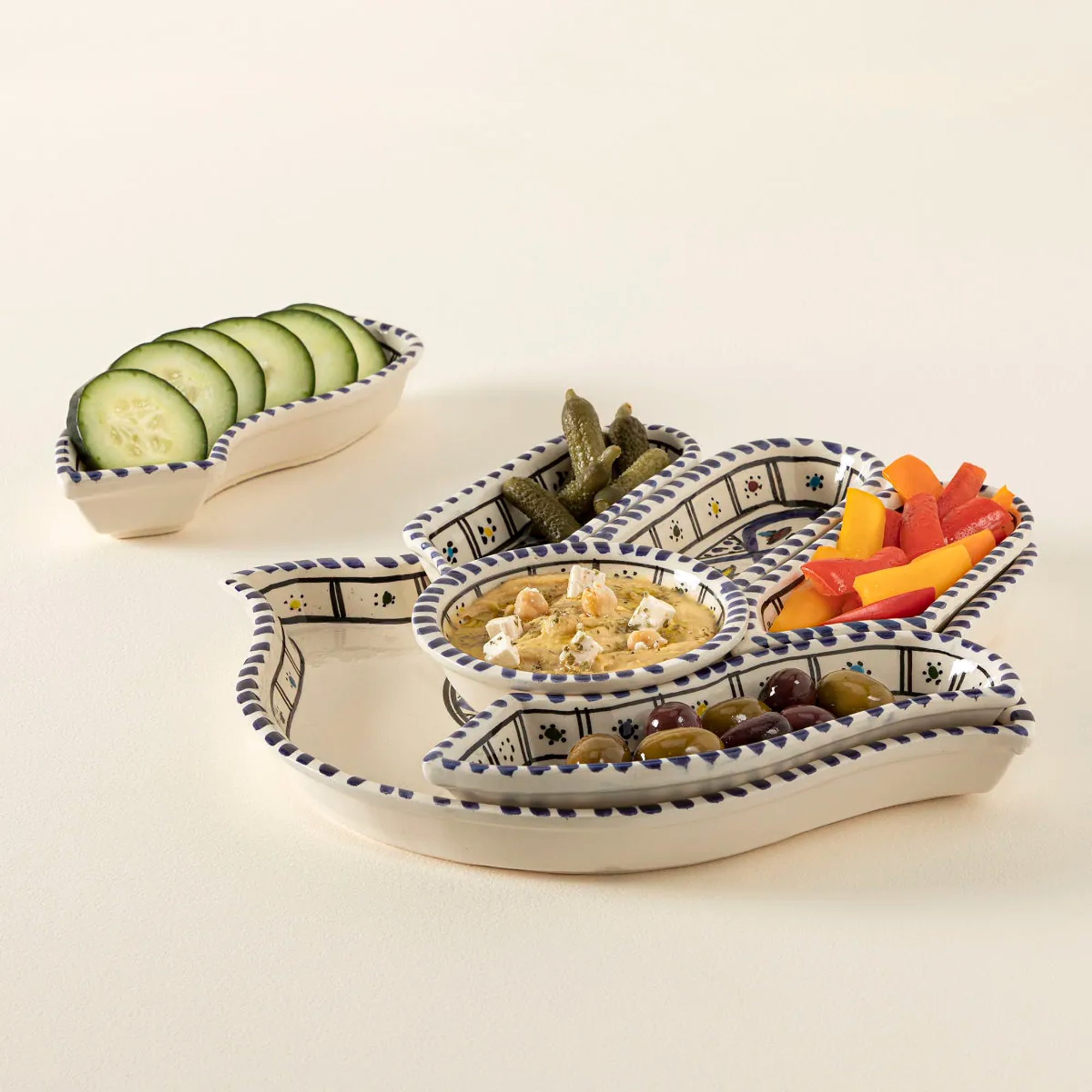 Uncommon Goods Hamsa Mezze Server by Kamsah - Blue Hand Painted, One Size