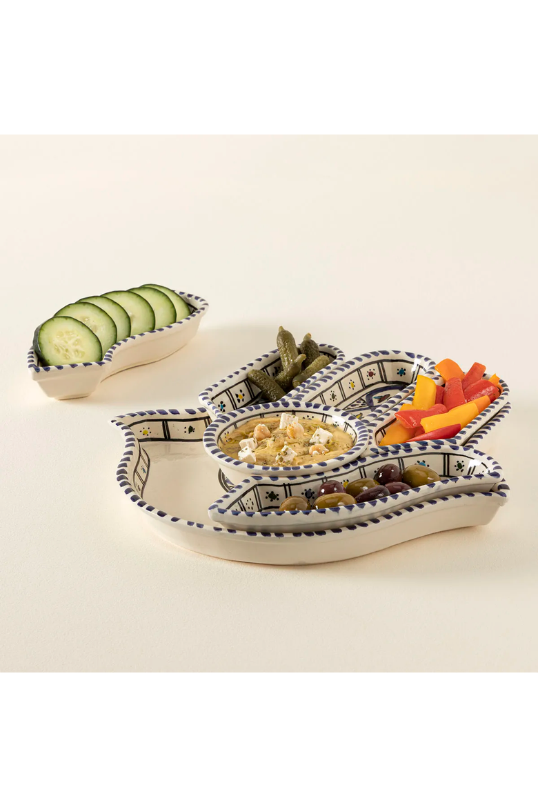 Hamsa Mezze Server by Kamsah, Main, color, Blue Hand-Painted