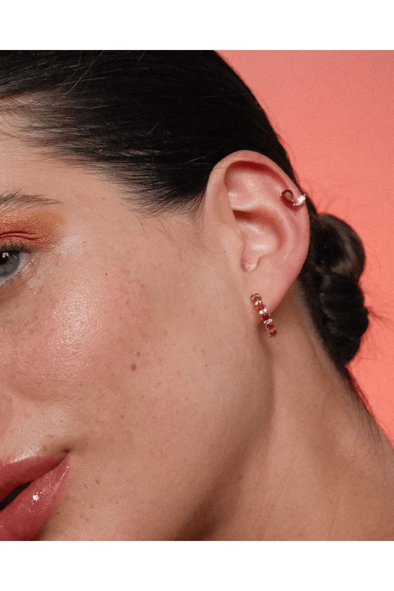 Pear Ruby & Diamond Marquise Studs, Alternate, color, Burgundy
