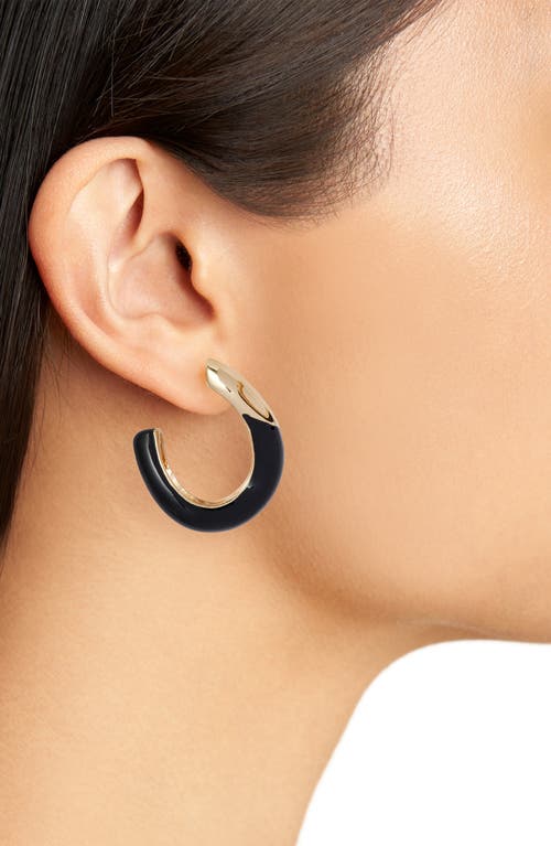 Nordstrom Enamel Sculpted Hoop Earrings In Black- Gold