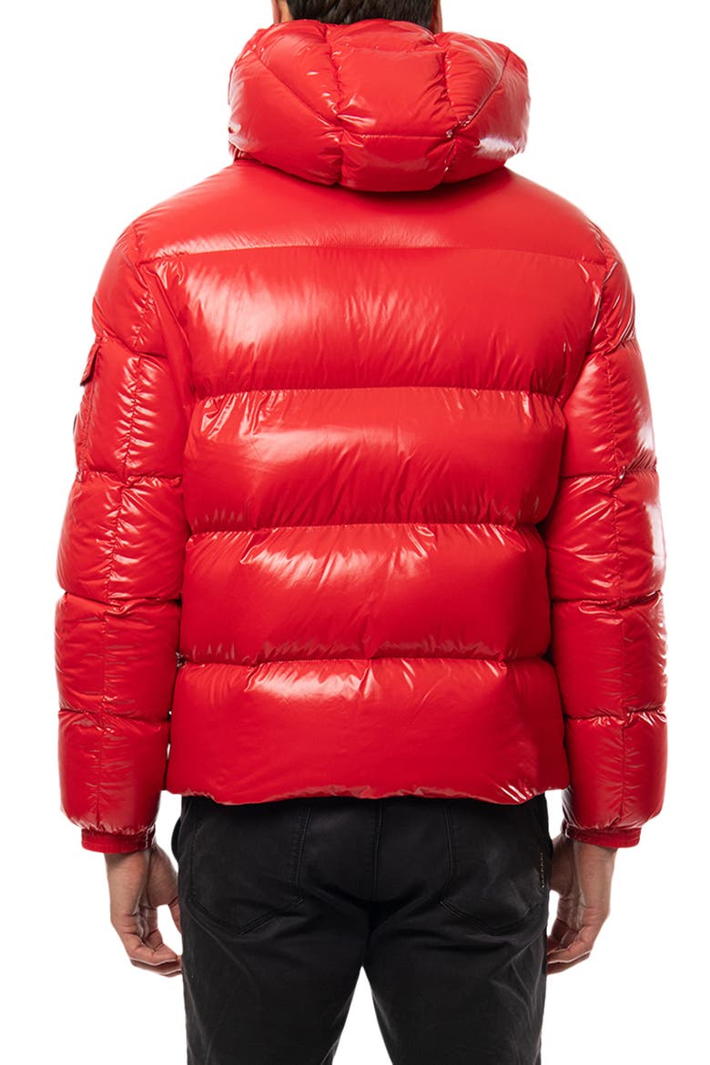 Reclaimed Down Hooded Jacket, Alternate, color, RACING RED