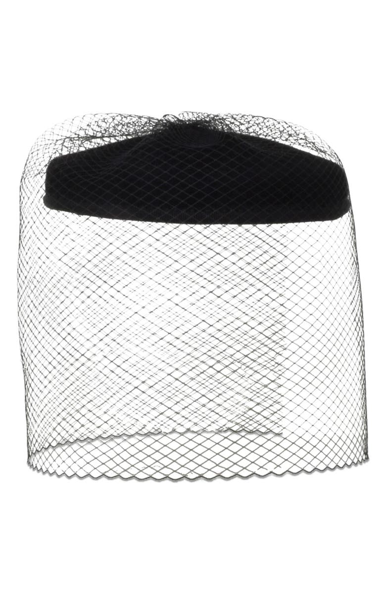 Gigi Burris Millinery Lorna Hat with Veil, Alternate, color, Black