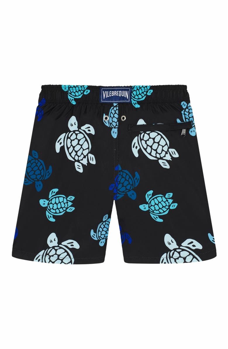 Vilebrequin Kids' Multicolor Tortues Ultra-Light and Packable Swim Shorts, Alternate, color, Noir
