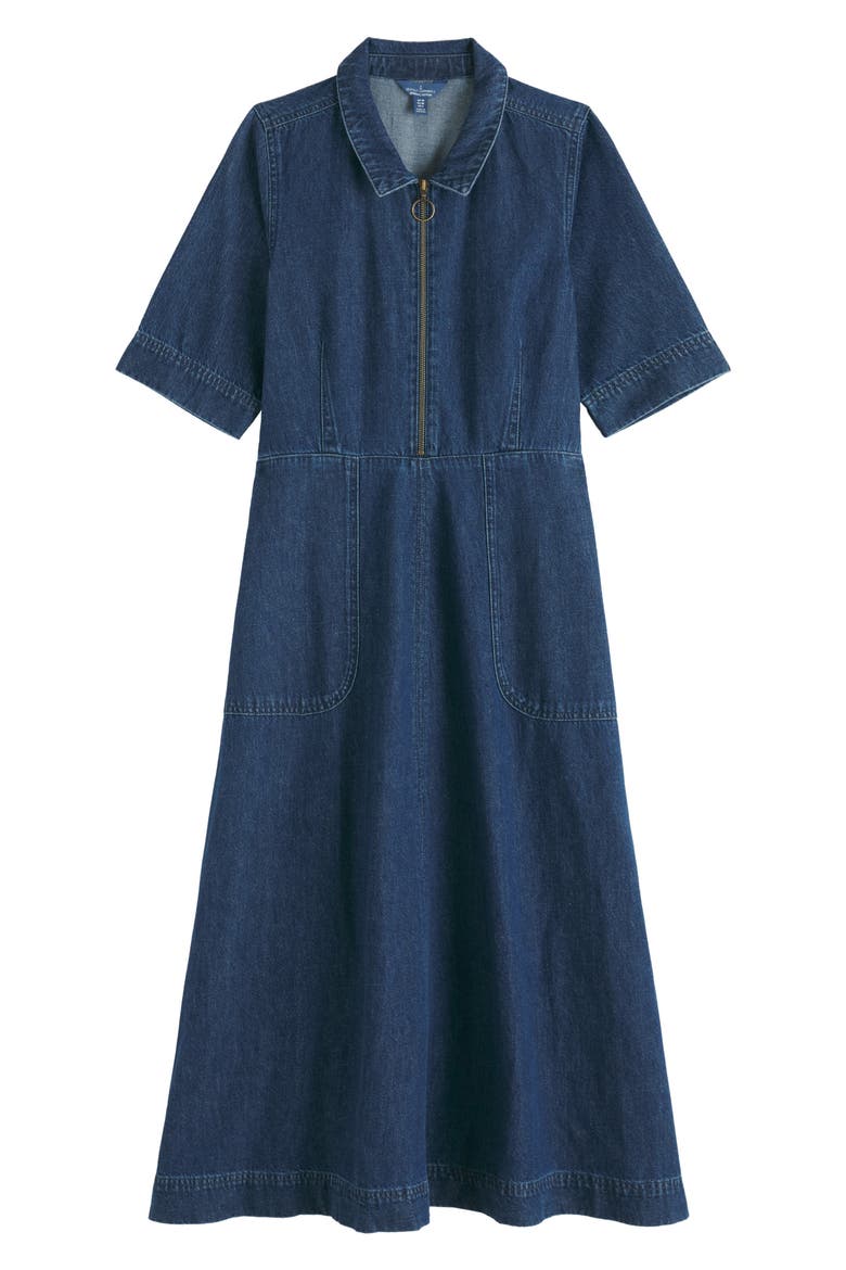 Gwenter Cotton & Linen Dress, Alternate, color, MID WASH