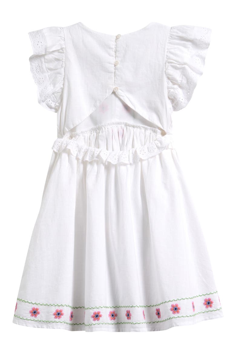 Kids' Floral Embroidered Cotton Dress, Alternate, color, WHITE