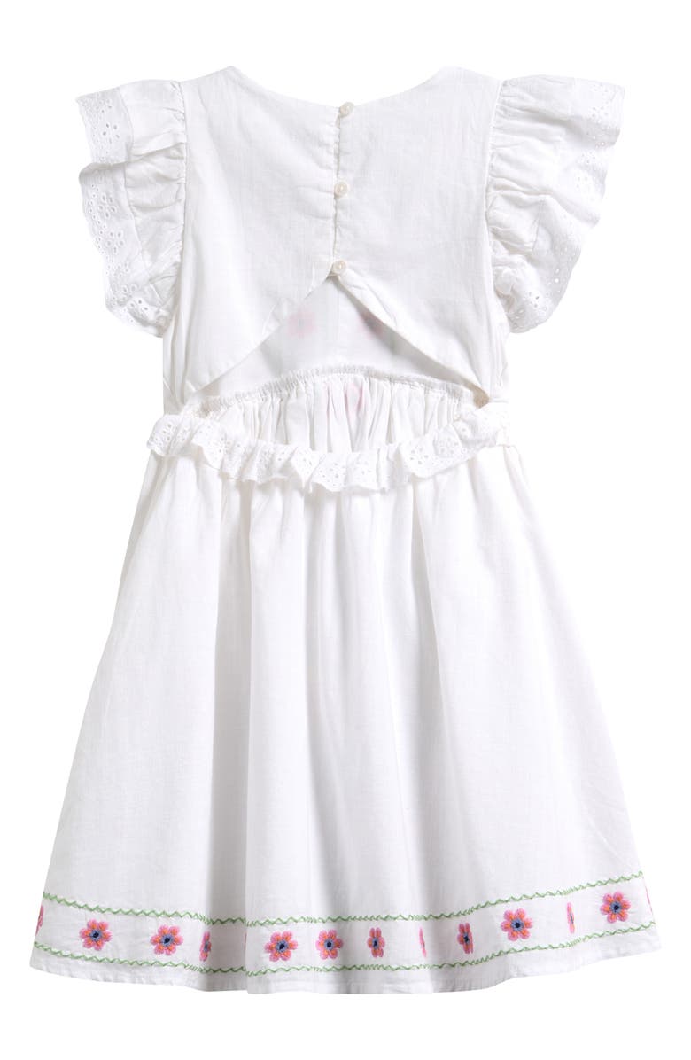 NEXT Kids' Floral Embroidered Cotton Dress, Alternate, color, White