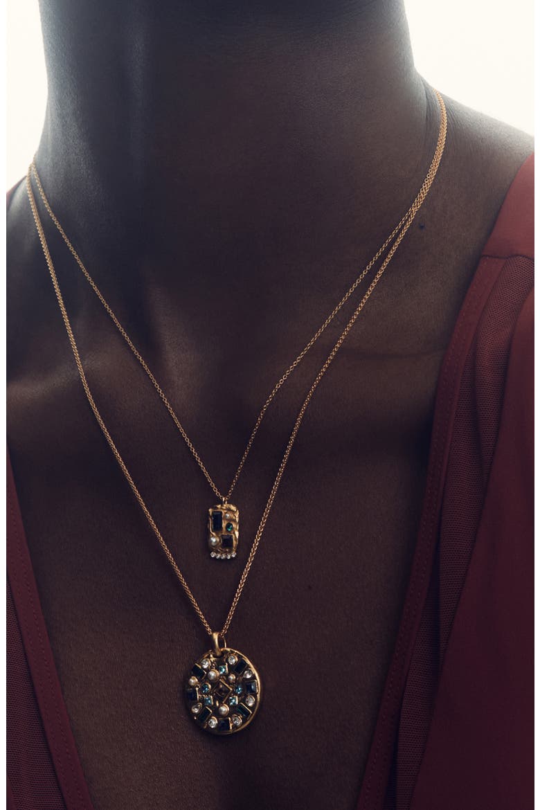 Skye Crystal Coin Pendant Necklace, Alternate, color, GOLD TONE/ MULTI CRYSTAL