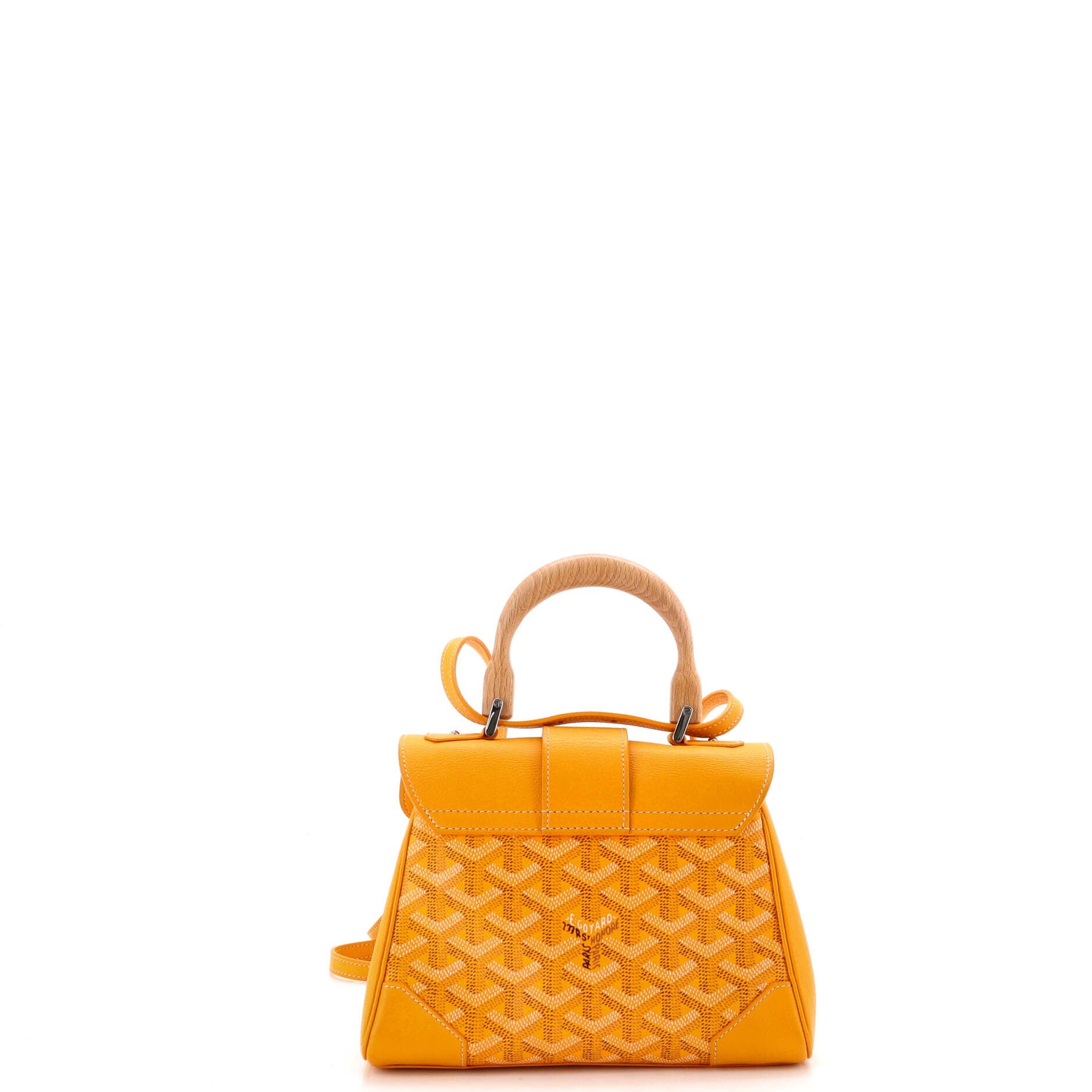 Pre-Owned Goyard Saigon Top Handle Bag Coated Canvas with Leather Mini, Alternate, color, Yellow