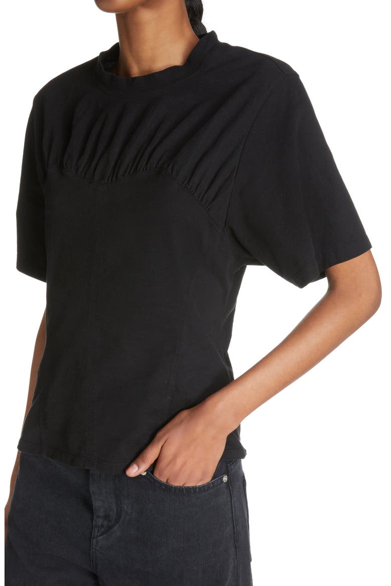 Zazie Bustier Cotton T-Shirt, Alternate, color, BLACK