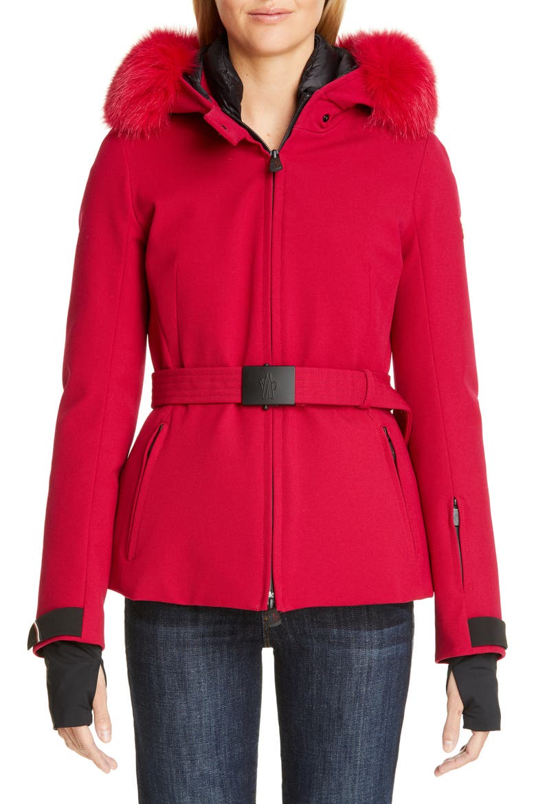 Bauges Waterproof Down Jacket with Removable Genuine Fox Fur Trim, Main, color, MAGENTA