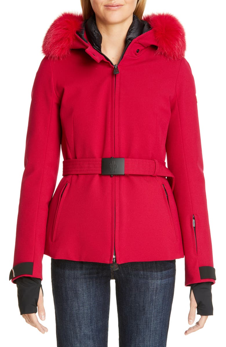 Moncler Bauges Waterproof Down Jacket with Removable Genuine Fox Fur Trim, Main, color, 