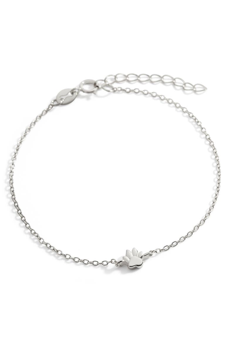 Mint & Lily Tiny Pawprint Bracelet, Main, color, 925 Sterling Silver