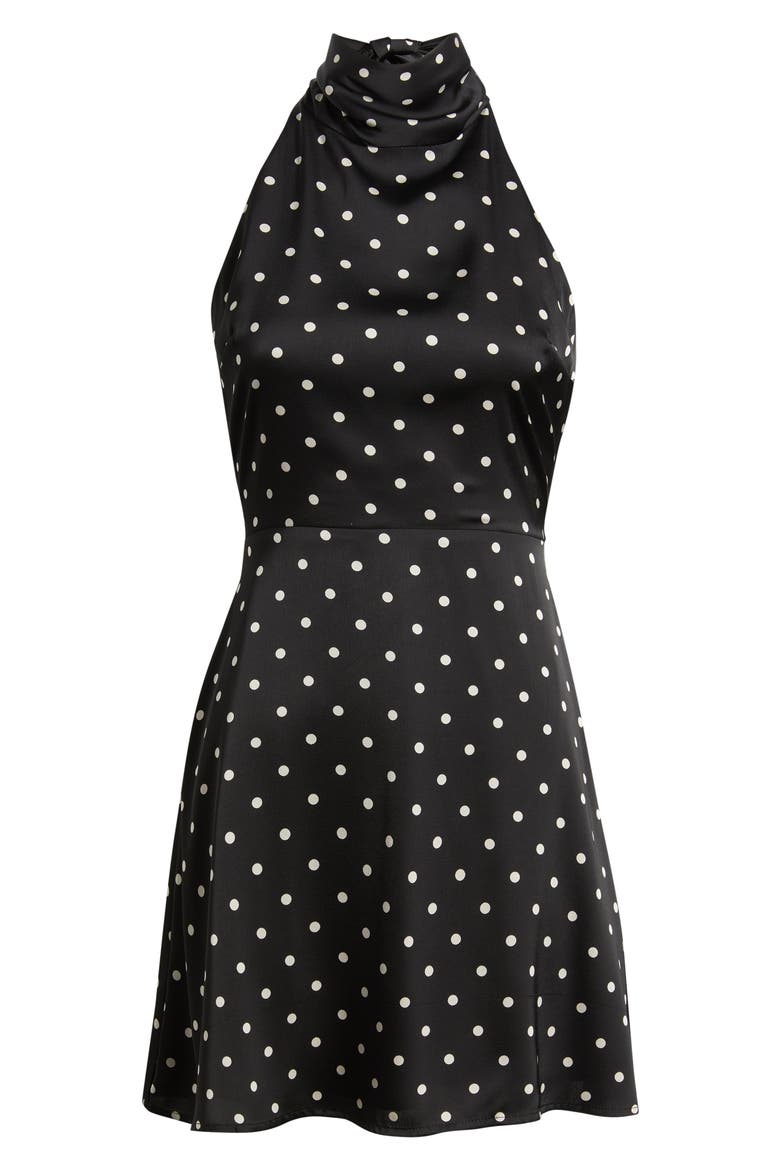 Sophie Polka Dot Halter Minidress, Alternate, color, BLACK