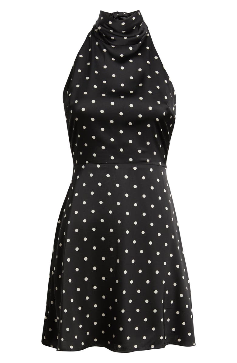 Line & Dot Sophie Polka Dot Halter Minidress, Alternate, color, Black