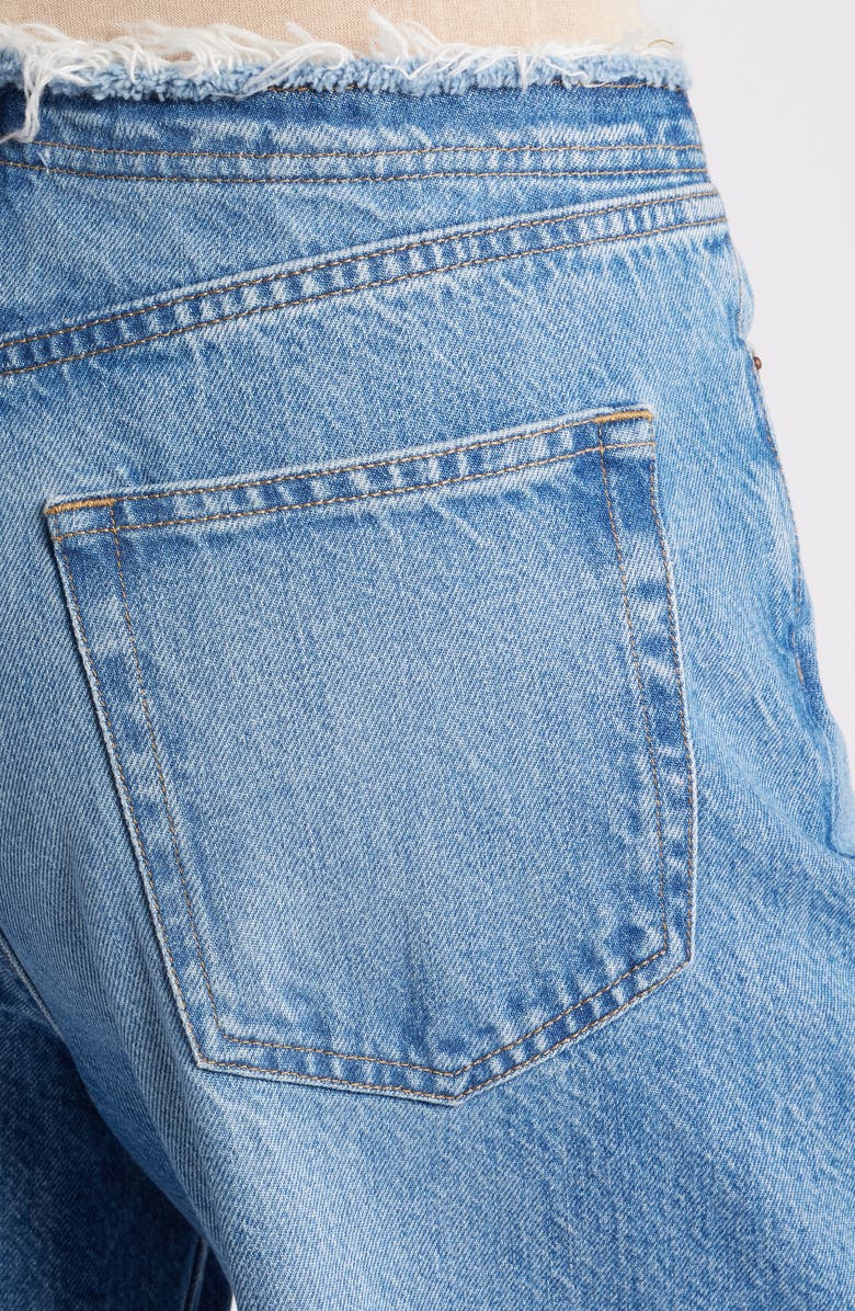 FRAME Le Distressed Nonstretch Low Rise Wide Leg Cutoff Jeans, Alternate, color, Crosbie