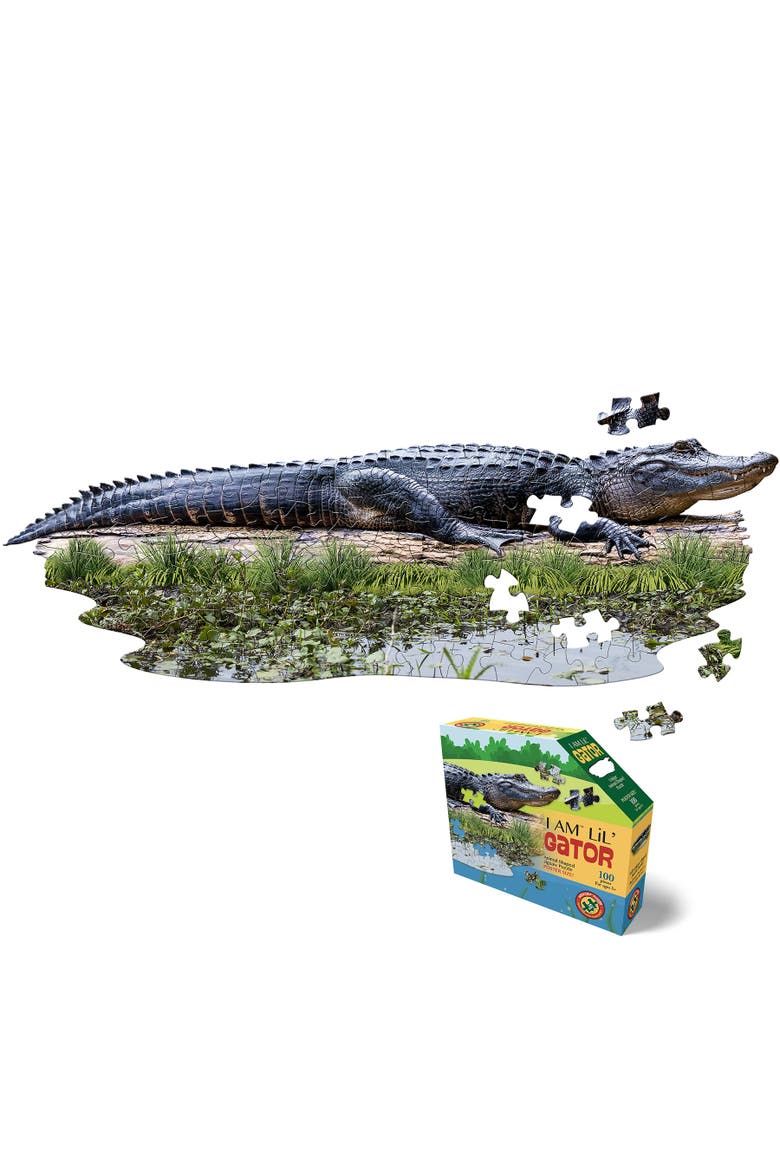 I Am Lil' Gator 100 Pieces Animal Shaped Jigsaw Puzzle, Multicolored, Alternate, color, Multicolored