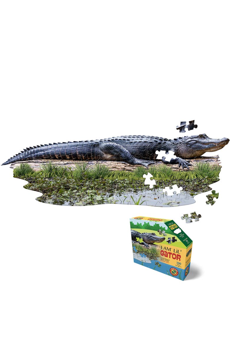 Madd Capp I Am Lil' Gator 100 Pieces Animal Shaped Jigsaw Puzzle, Multicolored, Alternate, color, Multicolored