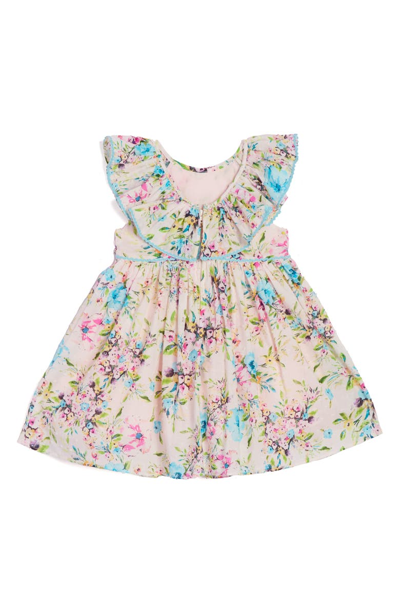 Pippa & Julie Ashley Floral Clip Dot Cotton Dress & Bloomers Set, Alternate, color, Pink