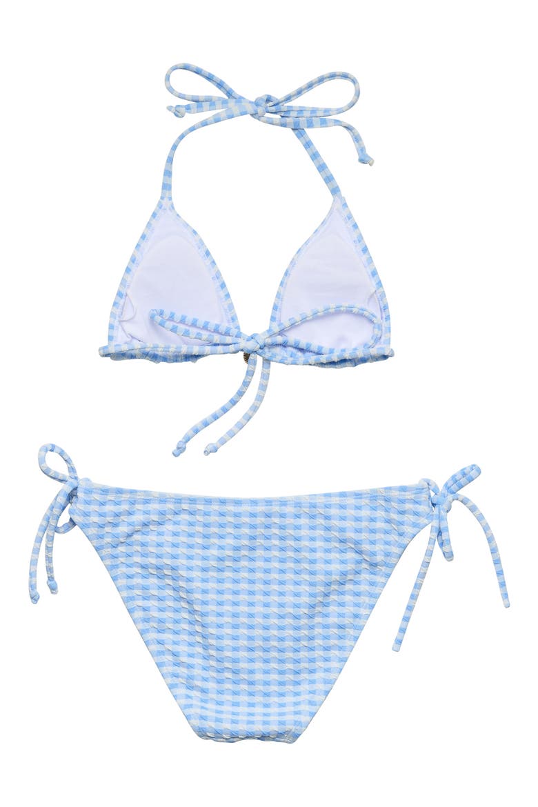 Kids' Seaside Gingham Triangle Two-Piece Swimsuit, Alternate, color, BLUE
