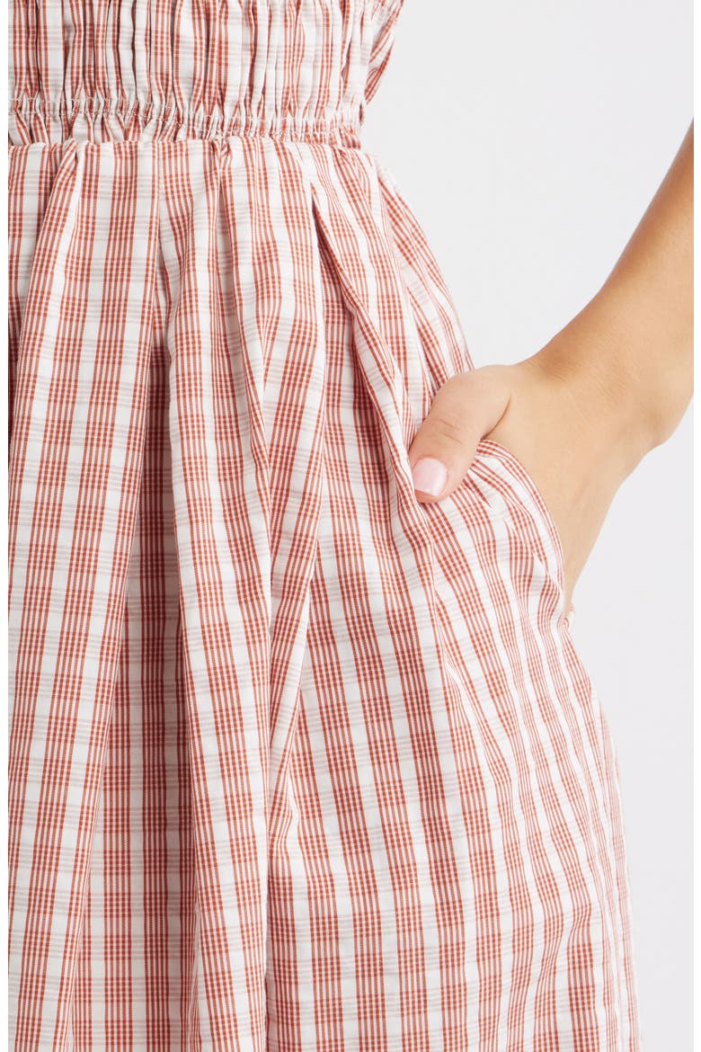 Cales Gingham Check Cotton Midi Skirt, Alternate, color, PALOMA CHECK-CINNAMON WHITE