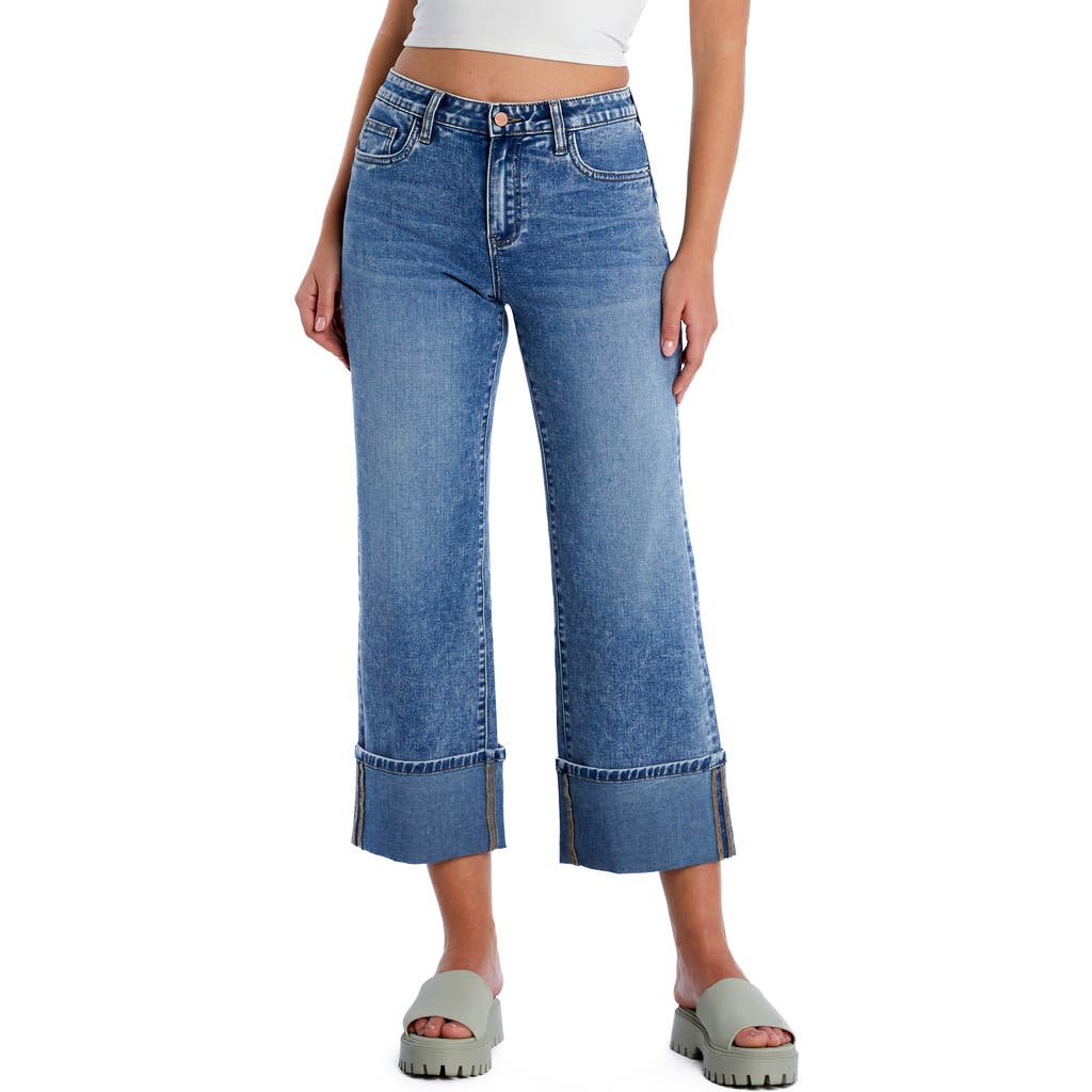 HINT OF BLU Clever Cuffed High Waist Wide Leg Jeans in River Blue  product