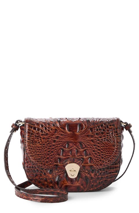 Portia Croc Embossed Leather Crossbody Bag
