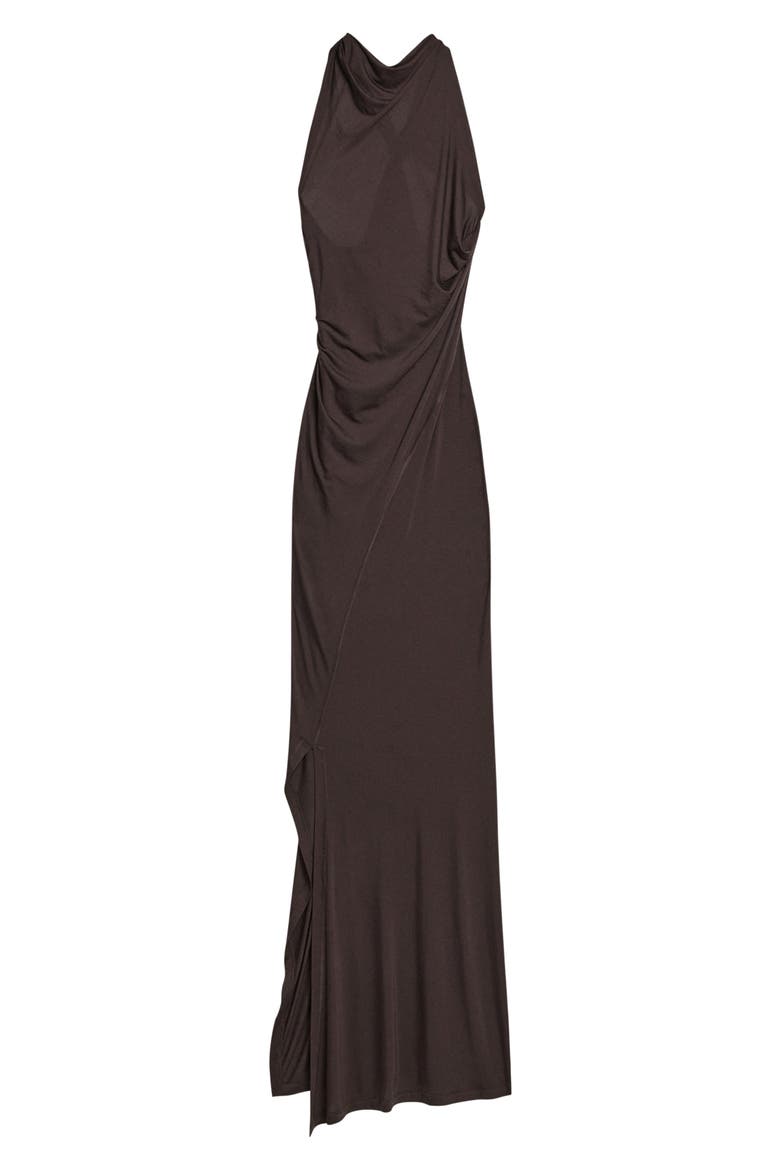 Wind Ruched Jersey Maxi Dress, Alternate, color, DARK ROAST