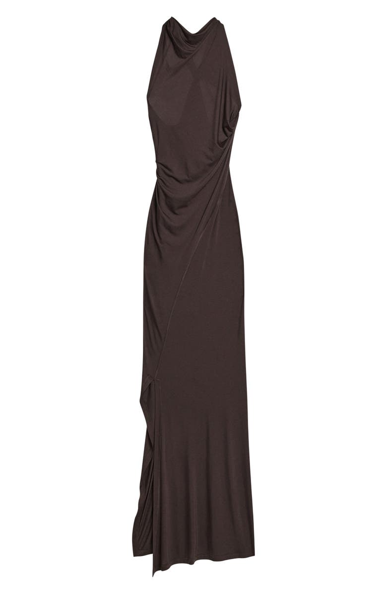 Helmut Lang Wind Ruched Jersey Maxi Dress, Alternate, color, Dark Roast