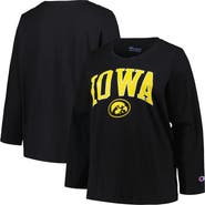 PROFILE Women's Profile Black Iowa Hawkeyes Plus Size Arch Over Logo Scoop Neck Long Sleeve T-Shirt