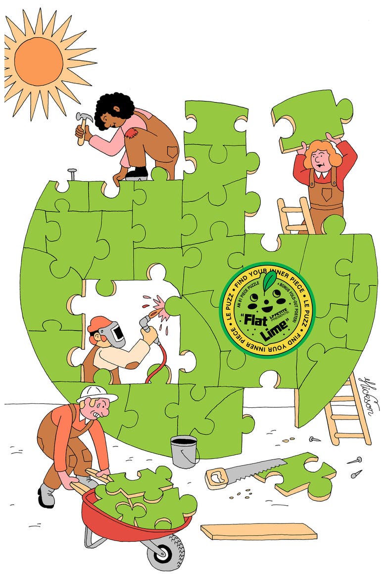 Flat Lime Mini Puzzle, Alternate, color, Lime