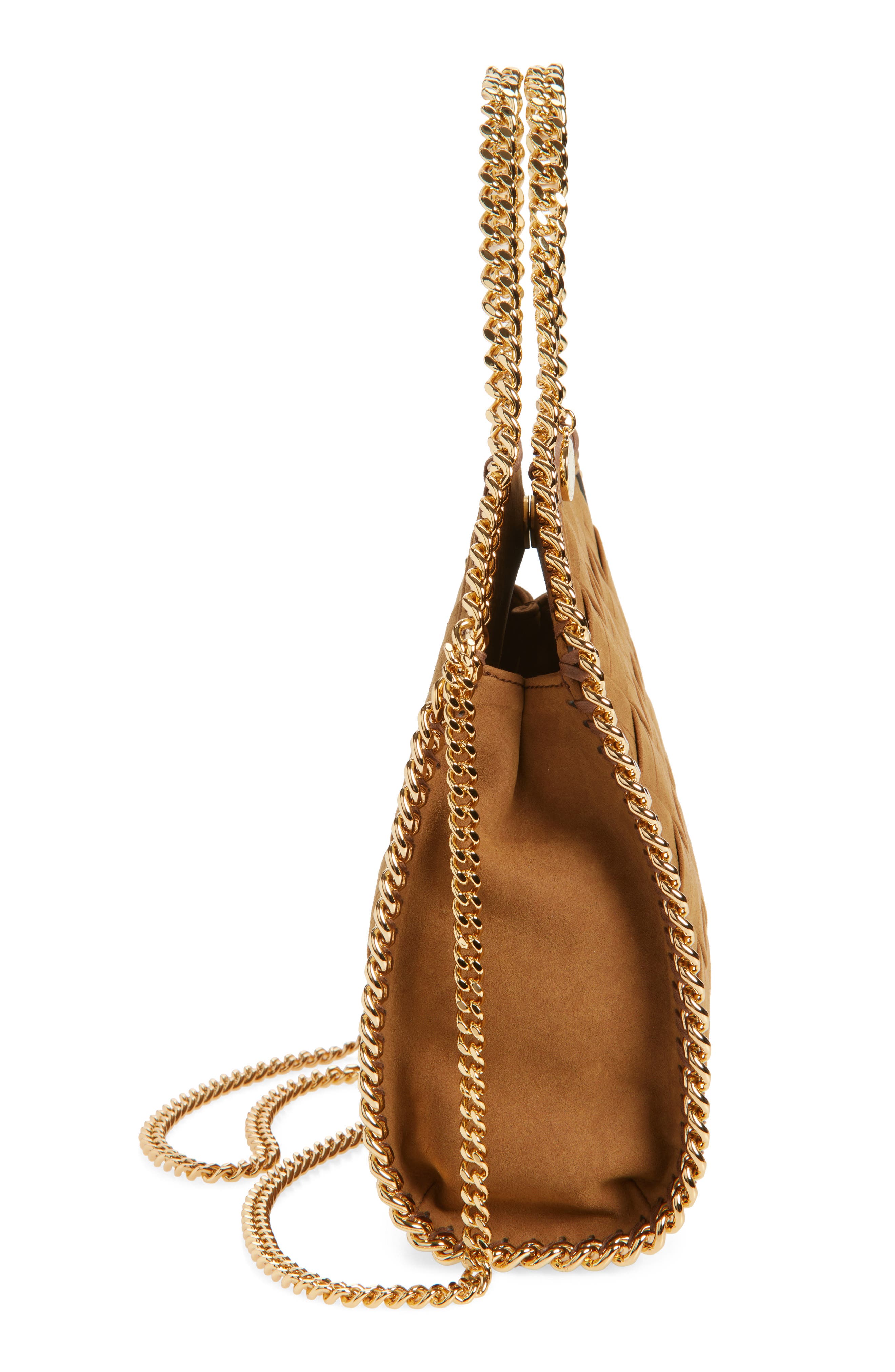 Stella McCartney Mini Falabella Woven Faux Suede Crossbody Bag, Alternate, color, Brandy