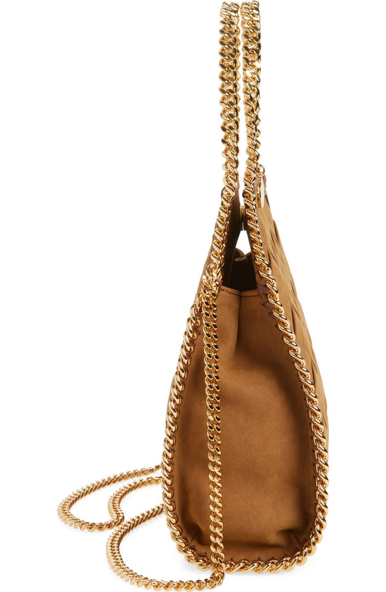 Stella McCartney Mini Falabella Woven Faux Suede Crossbody Bag, Alternate, color, Brandy