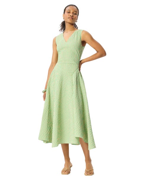 Checked V-Neck Asymmetric Dress