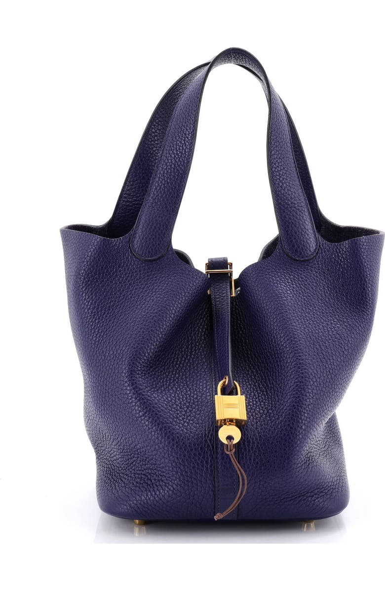 Pre-Owned Hermes Picotin Lock Bag Clemence MM, Main, color, Bleu Encre