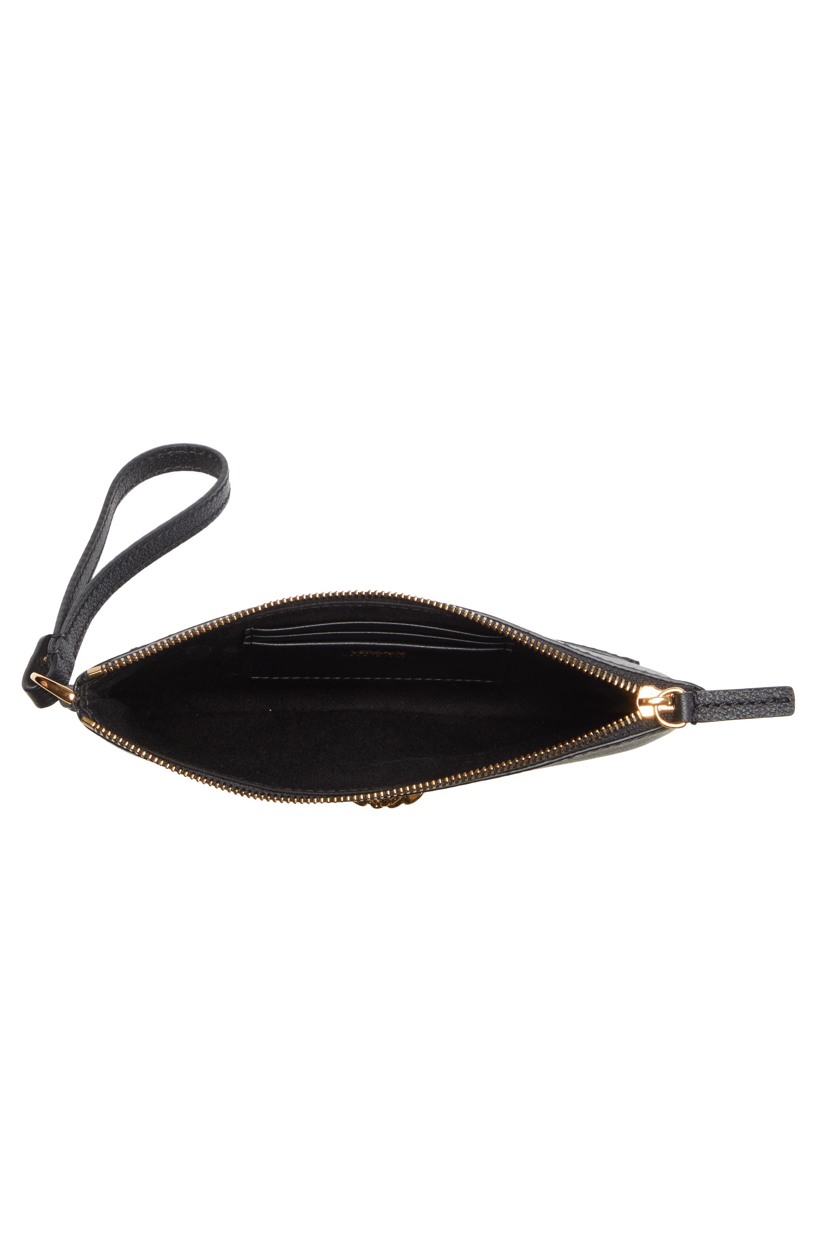 Versace La Medusa Zip Leather Pouch, Alternate, color, 