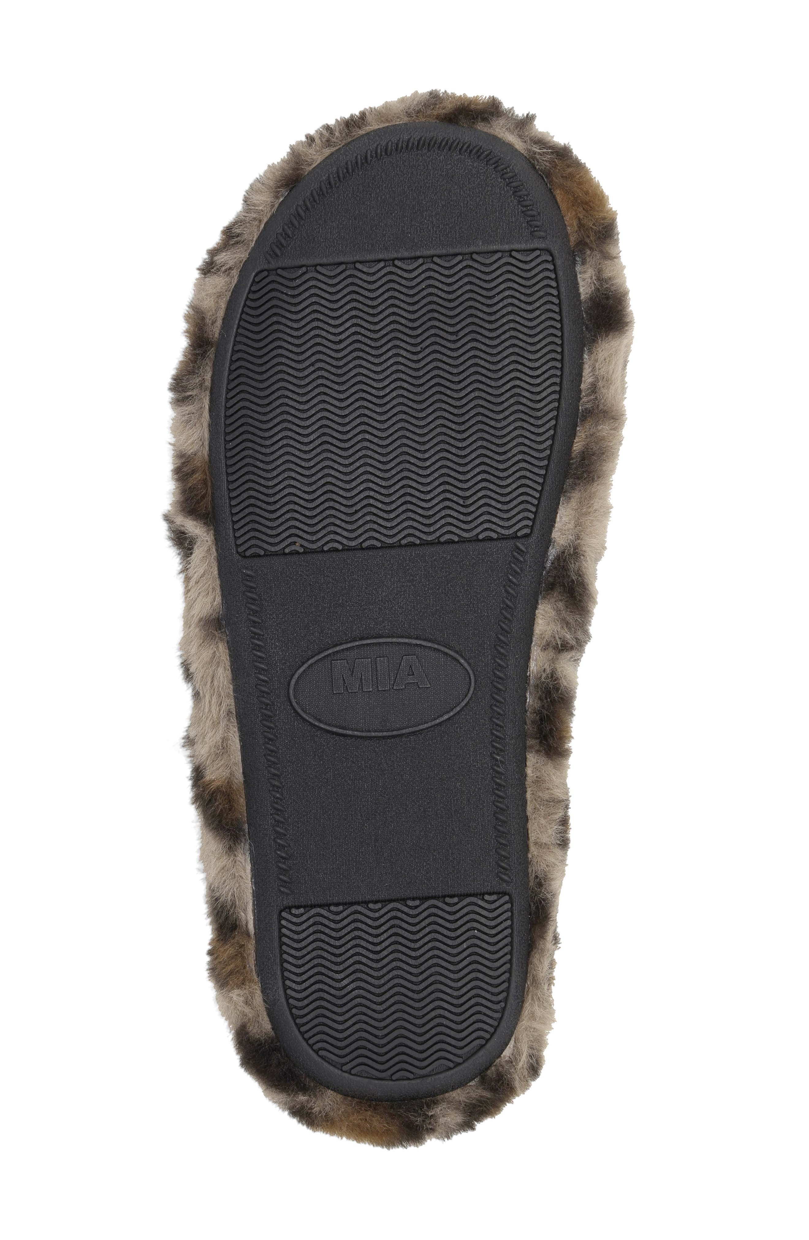 MIA Sled Faux Fur Slipper, Alternate, color, Cow Print