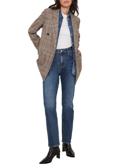 Mint Velvet Checked Double Breasted Blazer In Brown