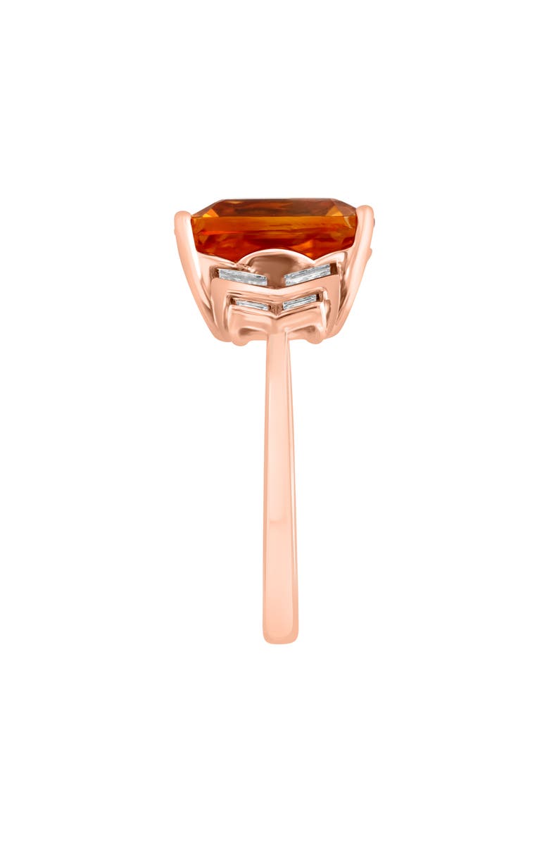 EFFY 14K Rose Gold Emerald Cut Citrine & Diamond Ring - 0.23ct., Alternate, color, 