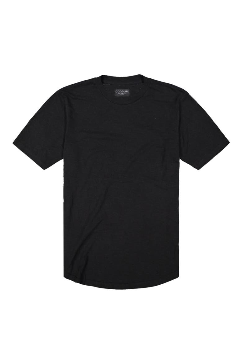 Overdye Crewneck Scallop Hem T-Shirt, Alternate, color, BLACK