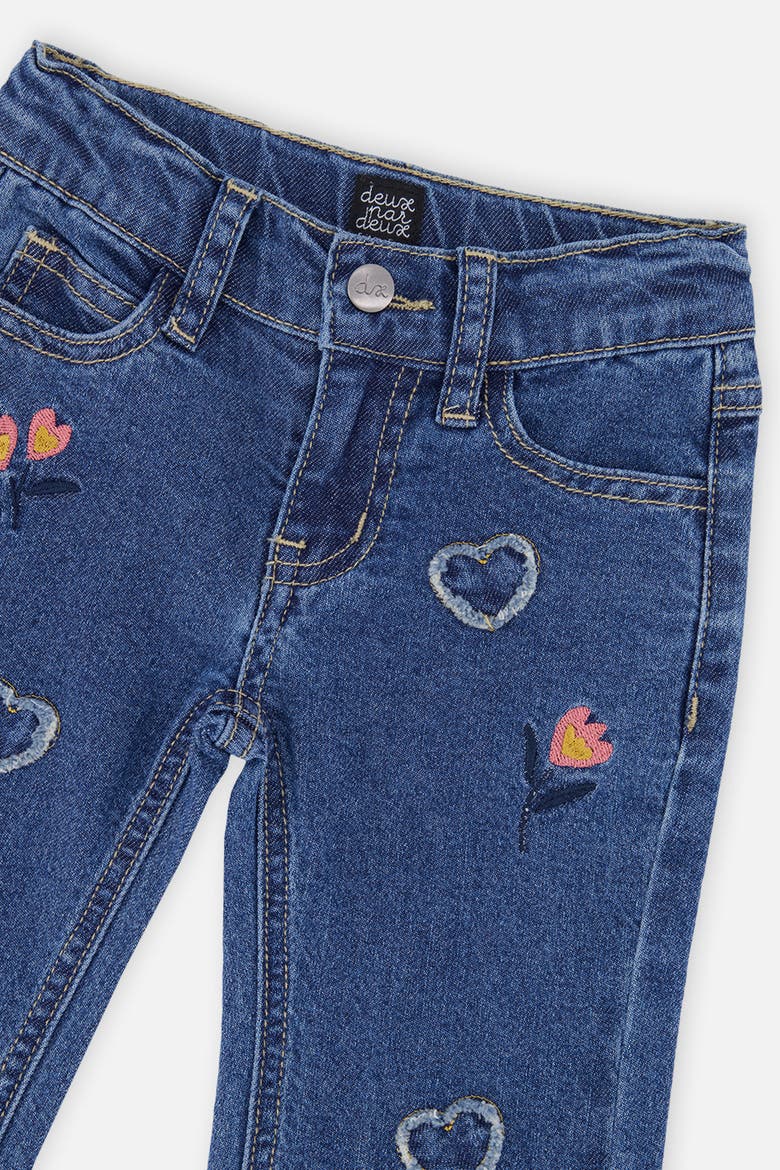 Heart Appliqué Embroidered Jeans, Alternate, color, Navy Blue Denim