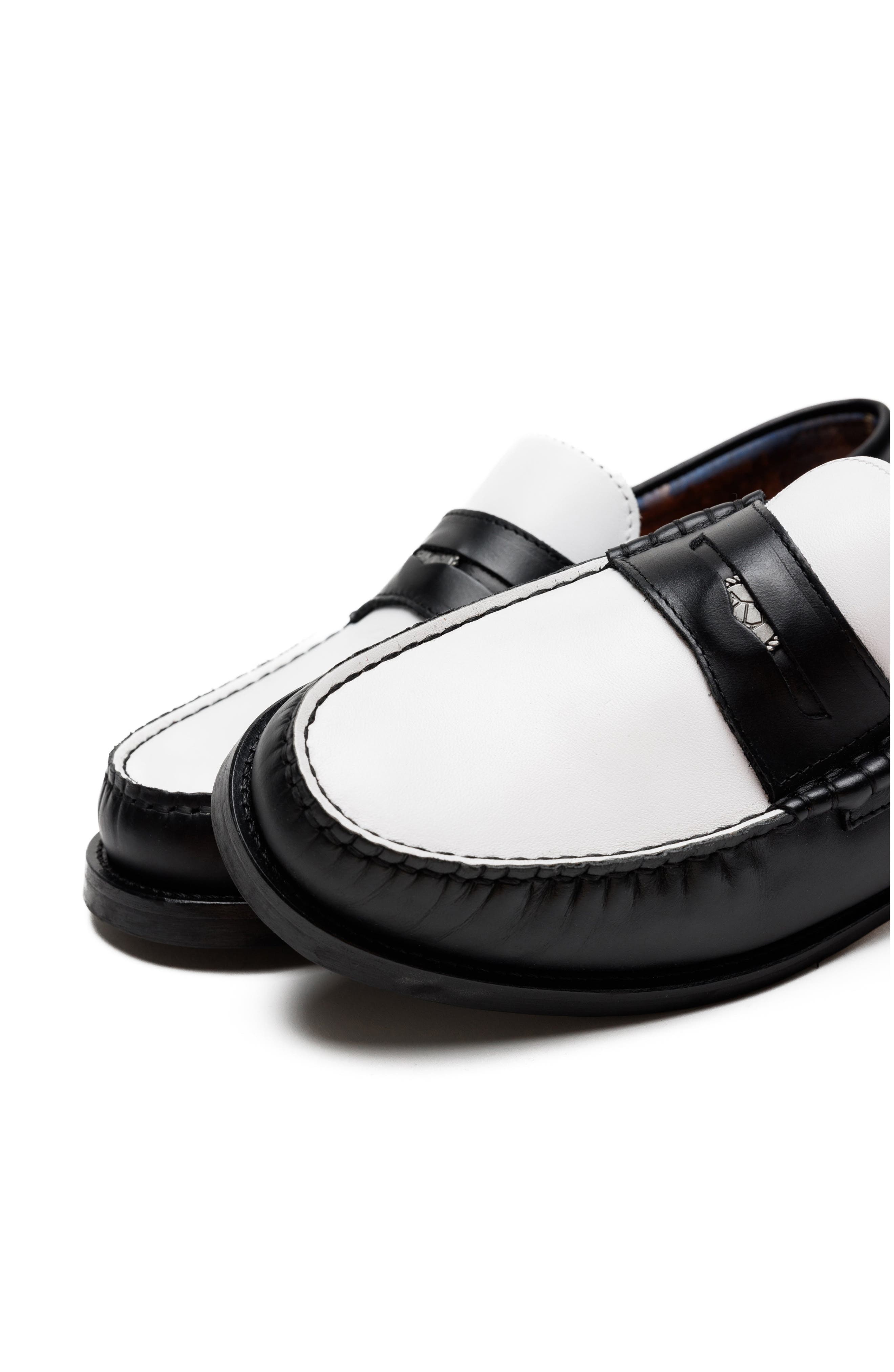 Riviera Penny Loafer, Alternate, color, BLACK/ WHITE-SNUFF LEATHER