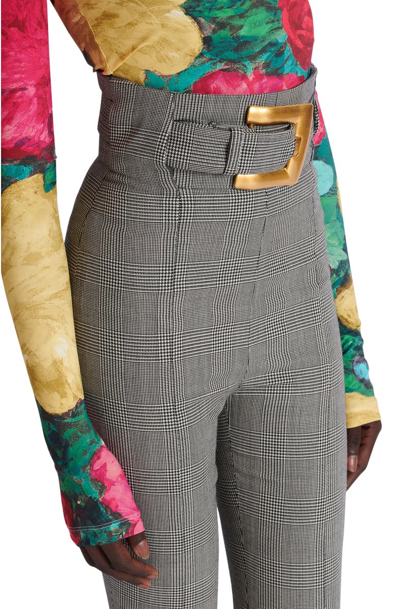 Balmain Stretch trousers in Prince of Wales jacquard, Alternate, color,