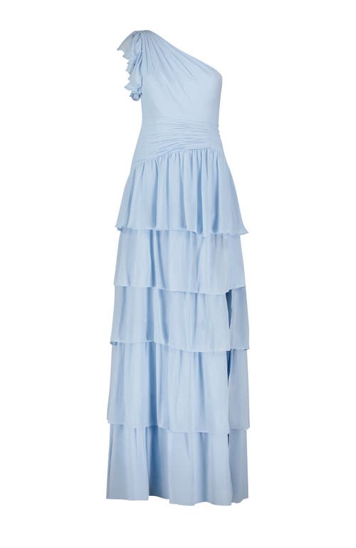 MAC DUGGAL MAC DUGGAL RUFFLE TIERED ONE FLUTTER SLEEVE GOWN