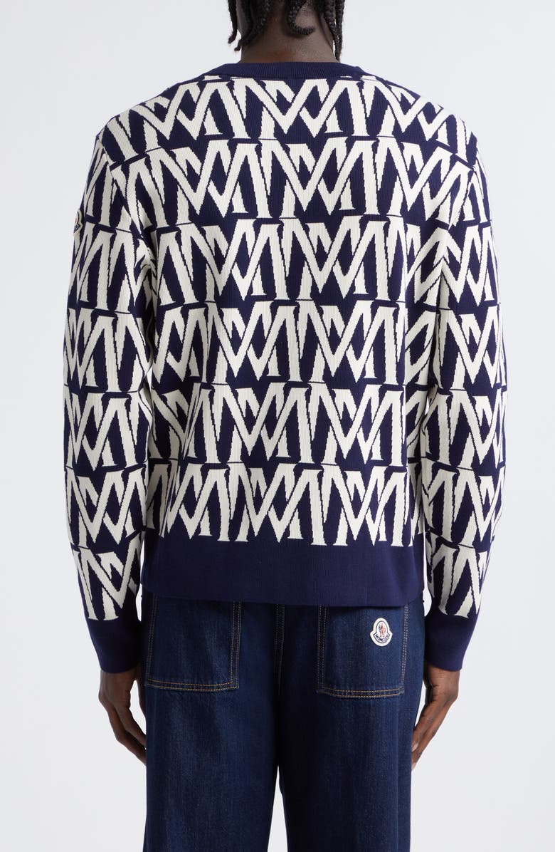 Moncler Logo Jacquard Crewneck Sweater, Alternate, color, 
